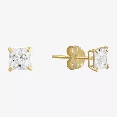 Cubic Zirconia 14K Gold 4mm Stud Earrings