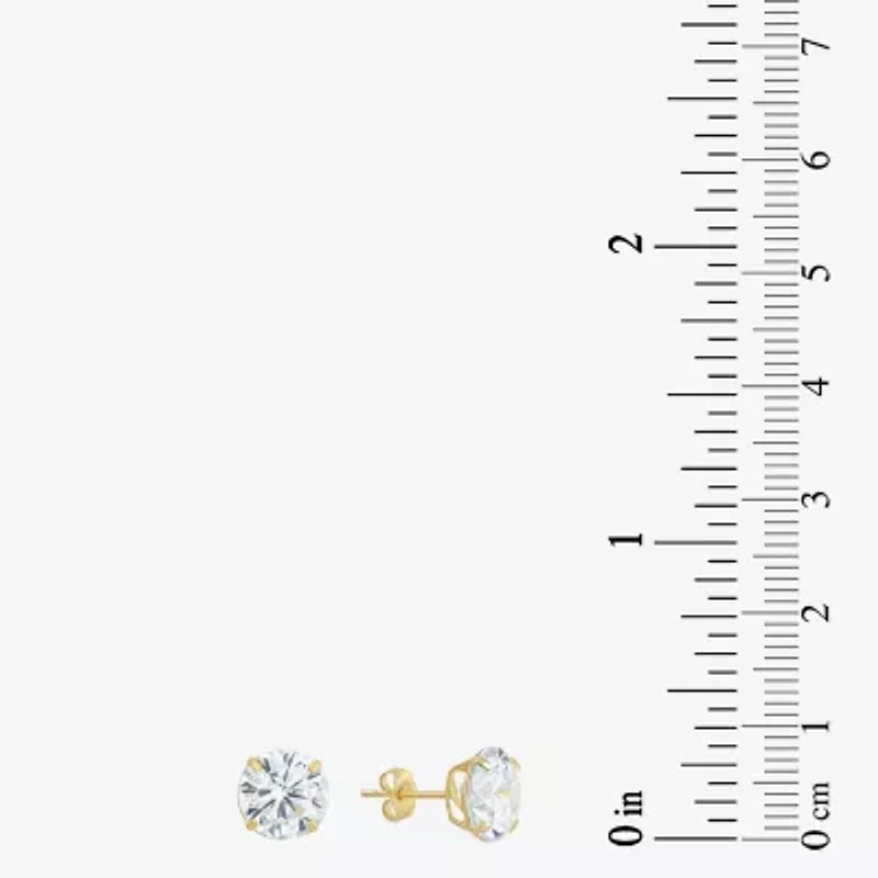 Cubic Zirconia 14K Gold 8mm Stud Earrings