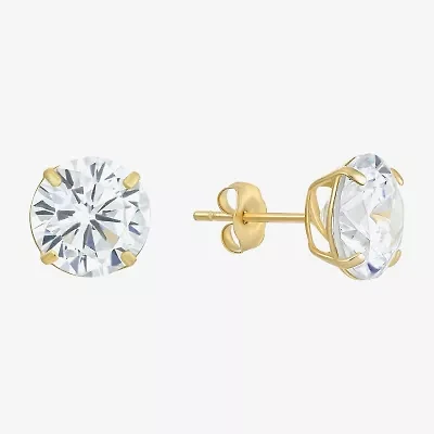 Cubic Zirconia 14K Gold 8mm Stud Earrings