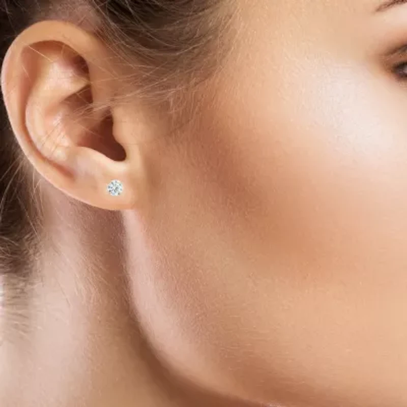 Cubic Zirconia 14K Gold 8mm Stud Earrings