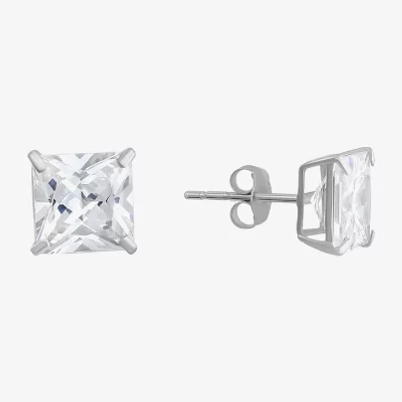 Cubic Zirconia 14K White Gold 7mm Stud Earrings