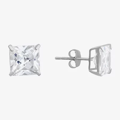 Cubic Zirconia 14K White Gold 7mm Stud Earrings