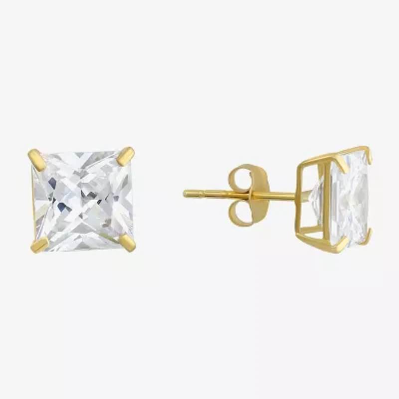 Cubic Zirconia 14K Gold 7mm Stud Earrings