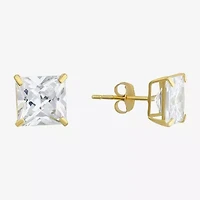 Cubic Zirconia 14K Gold 7mm Stud Earrings