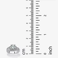 DiamonArt® Womens 3 1/2 CT. T.W White Cubic Zirconia Platinum Over Silver Round Engagement Ring