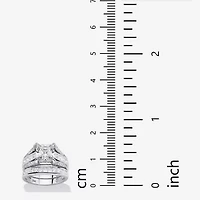 DiamonArt® Womens / CT. T.W. White Cubic Zirconia Platinum Over Silver Square Bridal Set