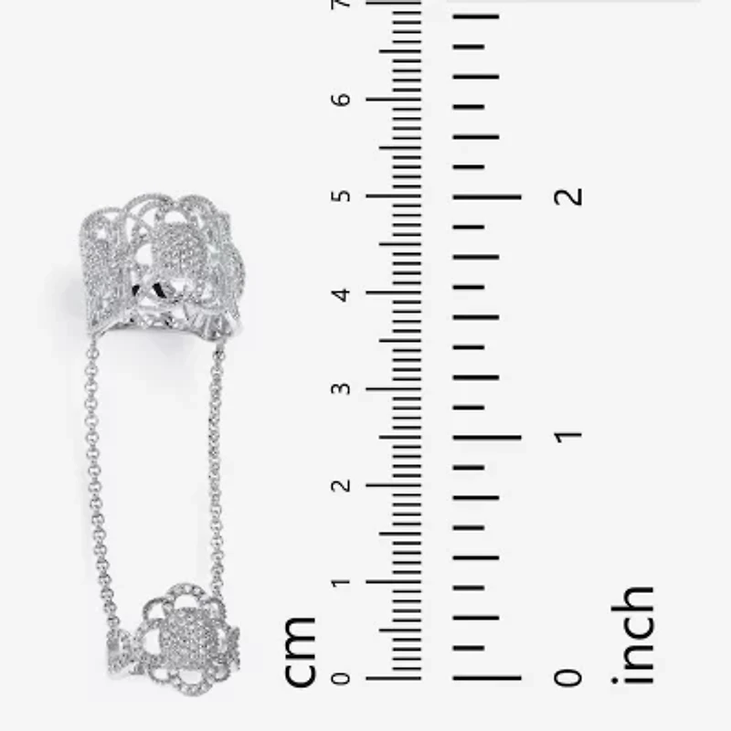 DiamonArt® Womens 1 3/4 CT. T.W. White Cubic Zirconia Sterling Silver Round Cocktail Ring