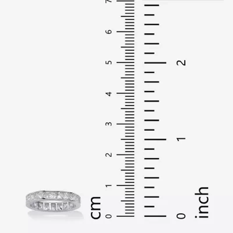 DiamonArt® 4MM 5 1/4 CT. T.W. White Cubic Zirconia Platinum Over Silver Square Band
