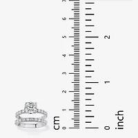 DiamonArt® Womens 2 1/2 CT. T.W. White Cubic Zirconia Platinum Over Silver Square Bridal Set