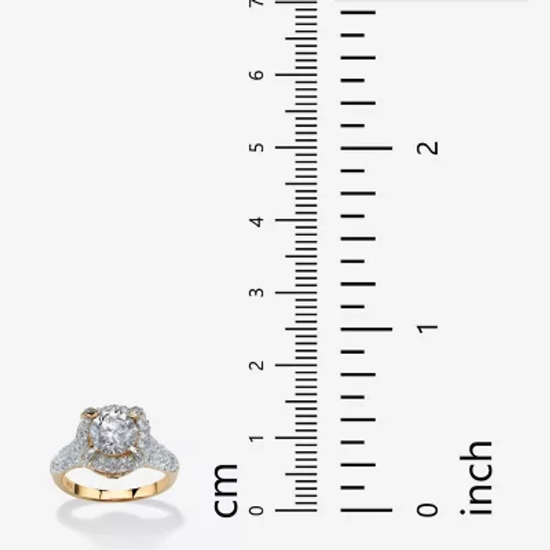 DiamonArt® Womens 3 CT. T.W. White Cubic Zirconia 18K Gold Over Silver Round Engagement Ring