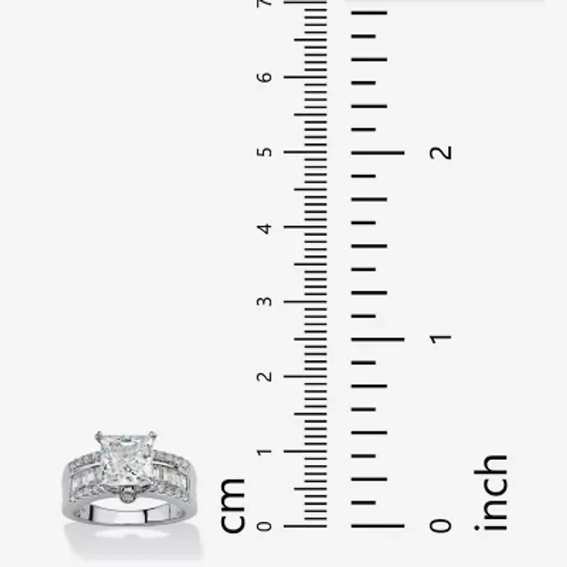 DiamonArt® Womens 3 1/2 CT. T.W White Cubic Zirconia Platinum Over Silver Square Engagement Ring