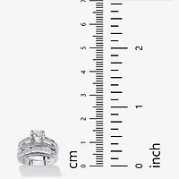 DiamonArt® Womens / CT. T.W. White Cubic Zirconia Platinum Over Silver Bridal Set