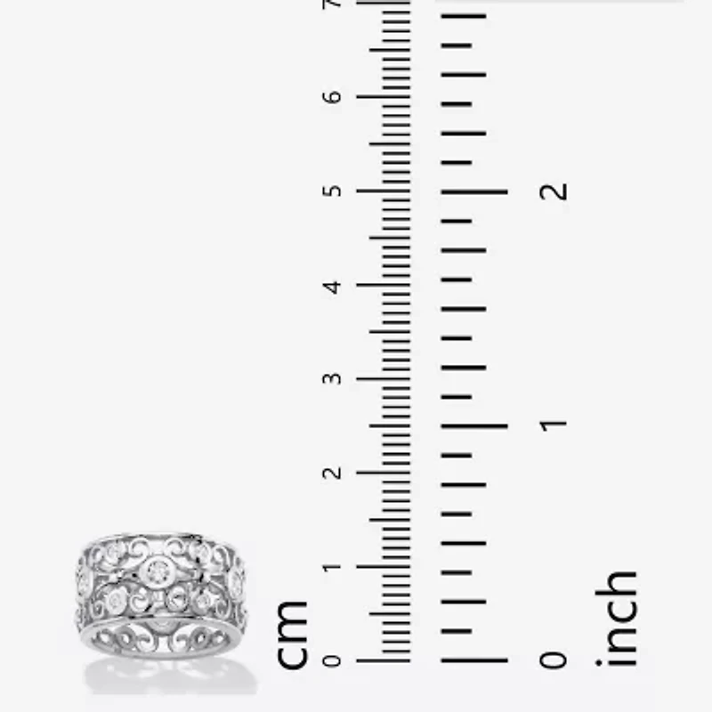 DiamonArt® Womens CT. T.W. White Cubic Zirconia Sterling Silver Cocktail Ring