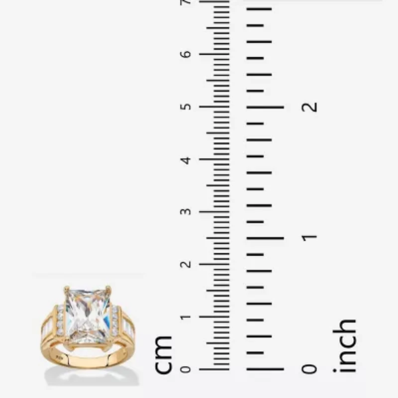 DiamonArt® Womens White Cubic Zirconia 14K Gold Over Silver Engagement Ring