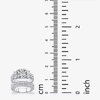 DiamonArt® Womens / CT. T.W. White Cubic Zirconia Platinum Over Silver Bridal Set