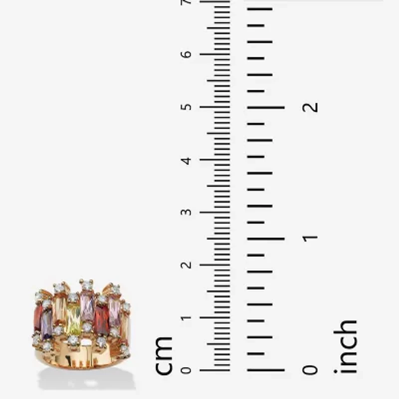 Womens Multi Color Cubic Zirconia 14K Gold Over Brass Cocktail Ring