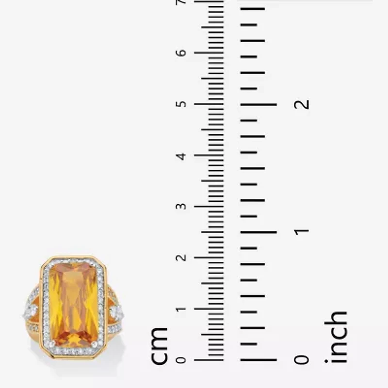 Womens Yellow Cubic Zirconia 14K Gold Over Brass Cocktail Ring