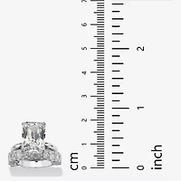 DiamonArt® Womens White Cubic Zirconia Platinum Over Silver Bridal Set