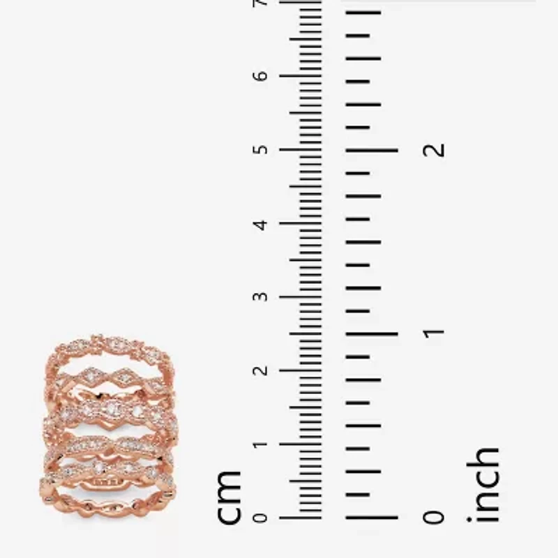 Womens 15MM 1 1/2 CT. T.W. Cubic Zirconia 14k Rose Gold Over Brass Band