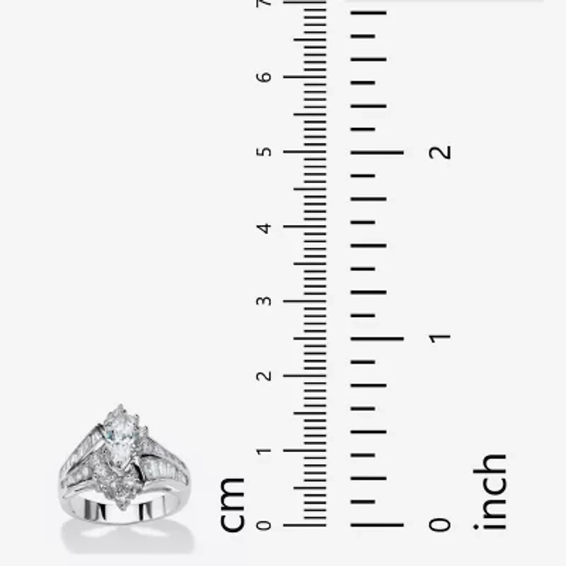 DiamonArt® Womens /4 CT. T.W. White Cubic Zirconia Platinum Over Silver Engagement Ring