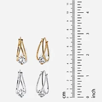 DiamonArt® White Cubic Zirconia 14K Gold Over Brass 28mm Hoop Earrings