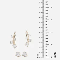 DiamonArt® 2 1/5 CT. T.W. White Cubic Zirconia 14K Gold Over Silver Ear Pins