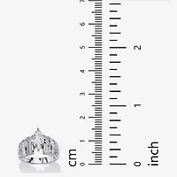 DiamonArt® Womens 3 3/4 CT. T.W. White Cubic Zirconia Platinum Over Silver Engagement Ring