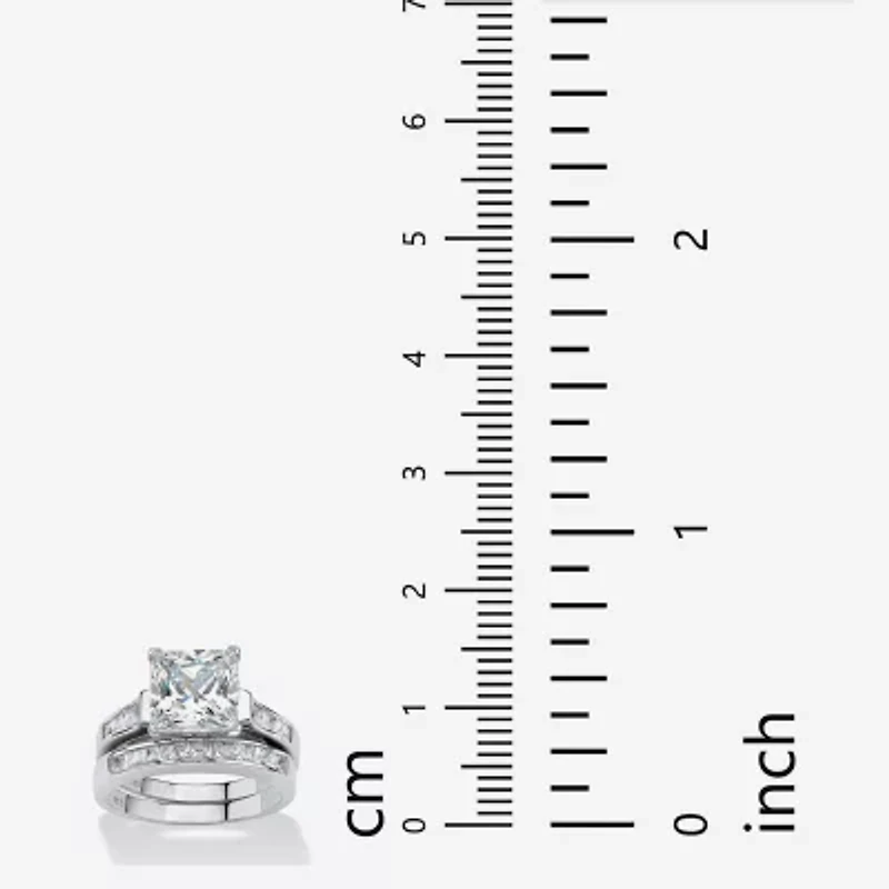DiamonArt® Womens 4 CT. T.W. White Cubic Zirconia Platinum Over Silver Bridal Set