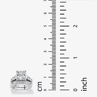 DiamonArt® Womens 4 CT. T.W. White Cubic Zirconia Platinum Over Silver Bridal Set