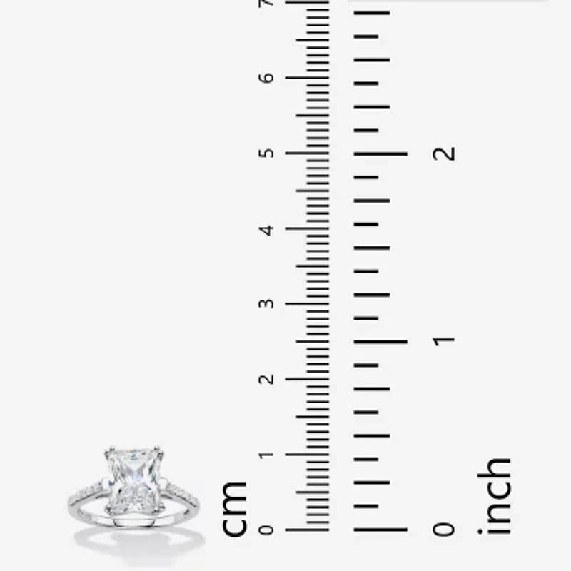 DiamonArt® Womens / CT. T.W. White Cubic Zirconia Platinum Over Silver Engagement Ring