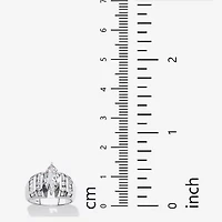 DiamonArt® Womens 3 1/4 CT. T.W. White Cubic Zirconia Platinum Over Silver Engagement Ring