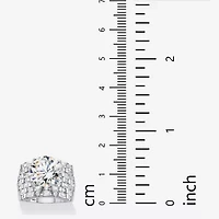 DiamonArt® Womens White Cubic Zirconia Platinum Over Silver Cocktail Ring