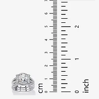 DiamonArt® Womens 2 1/3 CT. T.W. White Cubic Zirconia Platinum Over Silver Bridal Set