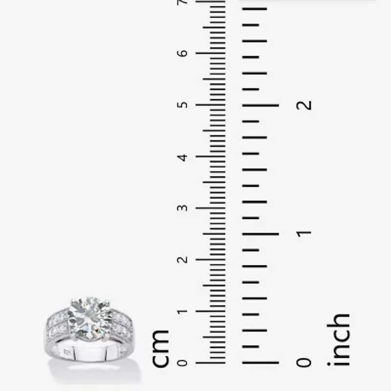 DiamonArt® Womens 1/2 CT. T.W. White Cubic Zirconia Platinum Over Silver Round Engagement Ring