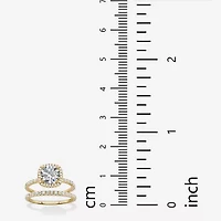 DiamonArt® Womens 2 1/2 CT. T.W. Cubic Zirconia 14K Gold Over Silver Halo Bridal Set