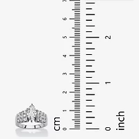 DiamonArt® Womens / CT. T.W. White Cubic Zirconia Platinum Over Silver Engagement Ring