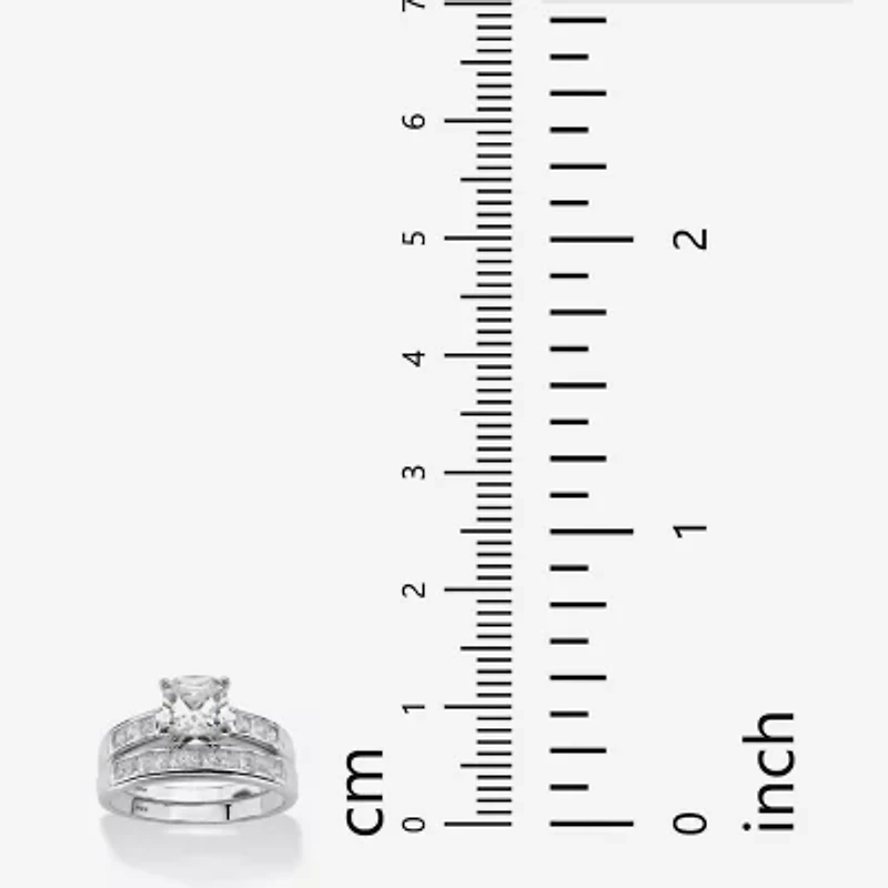 DiamonArt® Womens CT. T.W. White Cubic Zirconia Platinum Over Silver Square Bridal Set