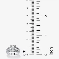 DiamonArt® Womens 5 CT. T.W. White Cubic Zirconia Platinum Over Silver Rectangular Engagement Ring