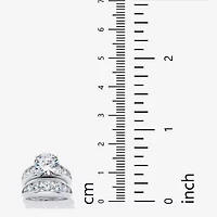 DiamonArt® Womens White Cubic Zirconia Sterling Silver Round Bridal Set