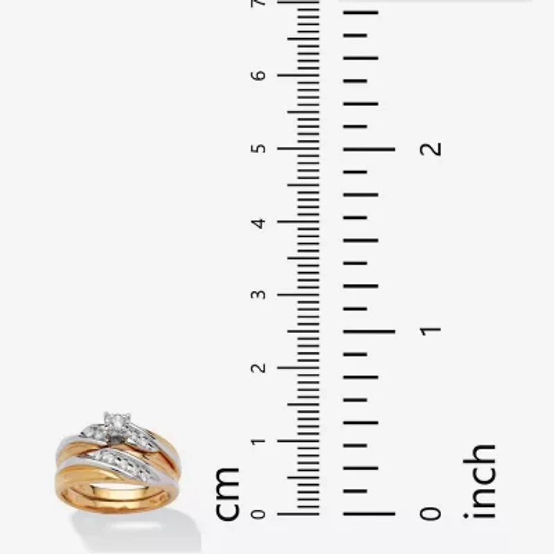 DiamonArt® Womens 1/4 CT. T.W. White Cubic Zirconia 18K Gold Over Silver Bow Bridal Set