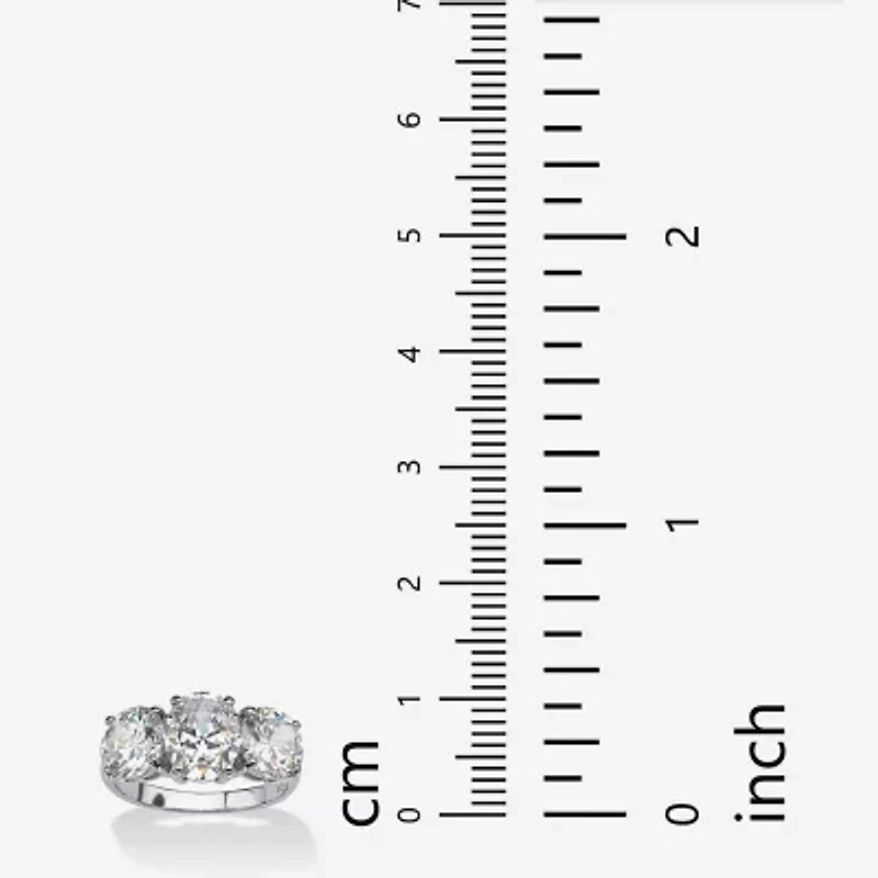 DiamonArt® Womens White Cubic Zirconia Platinum Over Silver Oval Engagement Ring