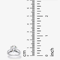 DiamonArt® Womens 3 1/ CT. T.W. White Cubic Zirconia Platinum Over Silver Round Engagement Ring