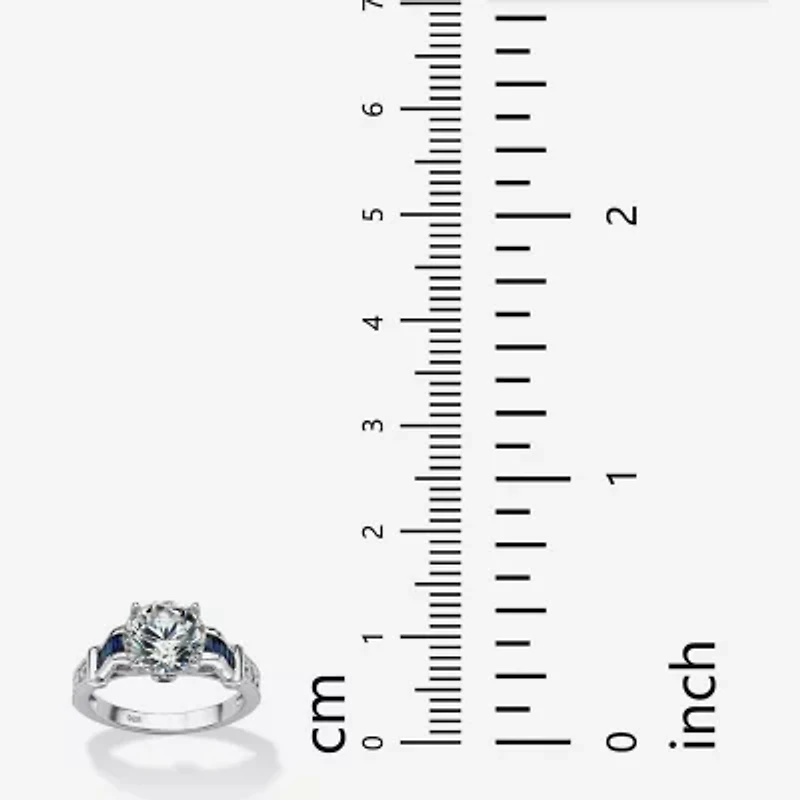 DiamonArt® Womens 5 CT. T.W. White Cubic Zirconia Platinum Over Silver Round Engagement Ring