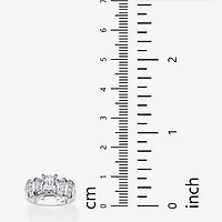 DiamonArt® Womens 3 CT. T.W. White Cubic Zirconia Platinum Over Silver Rectangular Engagement Ring