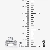 DiamonArt® Womens 3 1/2 CT. T.W White Cubic Zirconia Platinum Over Silver Square Bridal Set
