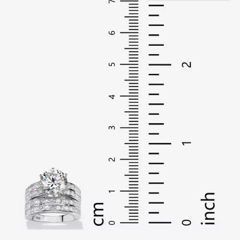 DiamonArt® Womens 5 3/4 CT. T.W. White Cubic Zirconia Platinum Over Silver Round Bridal Set