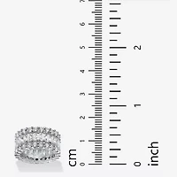 DiamonArt® 12MM White Cubic Zirconia Platinum Over Silver Rectangular Band