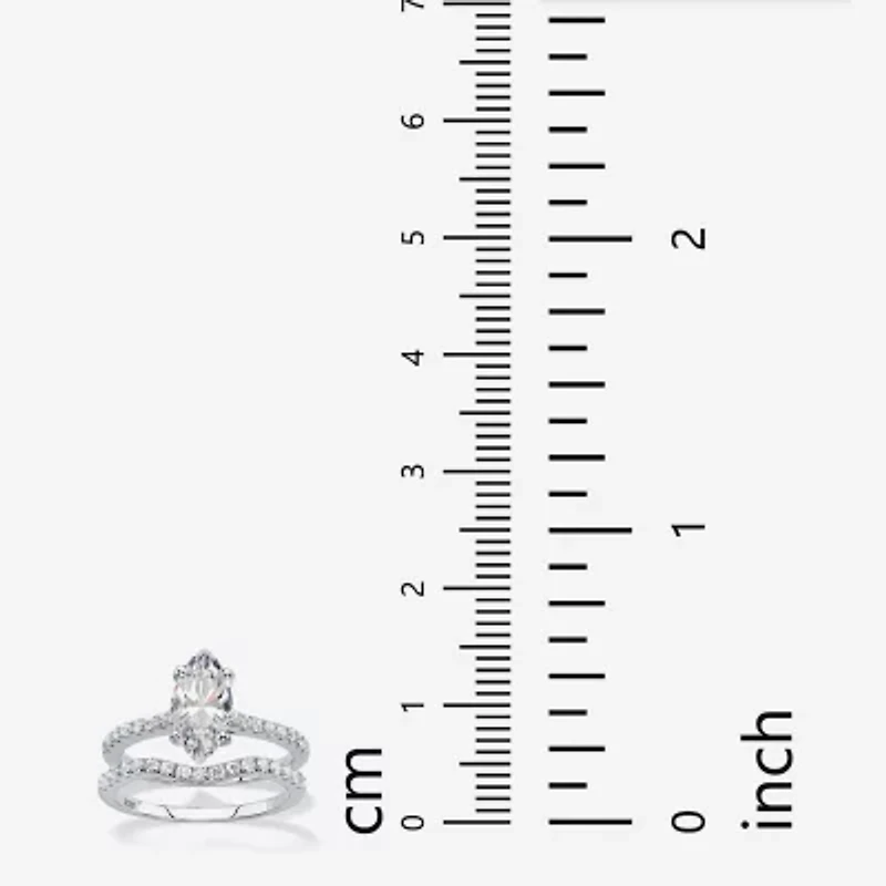 DiamonArt® Womens 2 1/2 CT. T.W. White Cubic Zirconia Platinum Over Silver Bridal Set