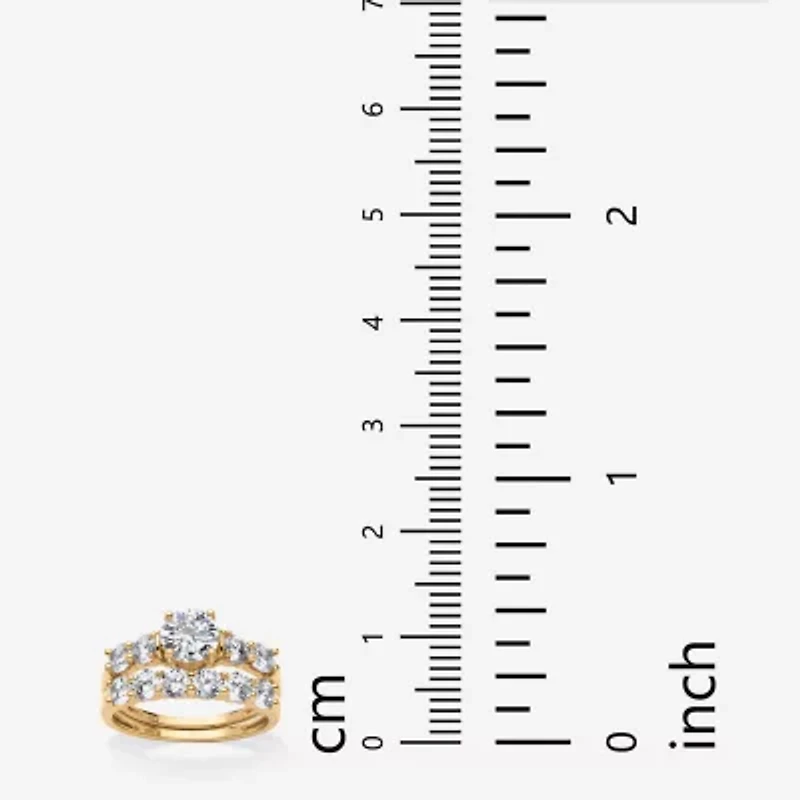 DiamonArt® Womens 2 /2 CT. T.W. White Cubic Zirconia 18K Gold Over Silver Round Bridal Set