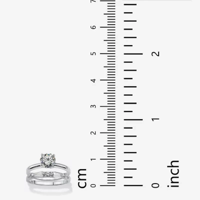 DiamonArt® Womens 2 CT. T.W. White Cubic Zirconia Sterling Silver Round Bridal Set